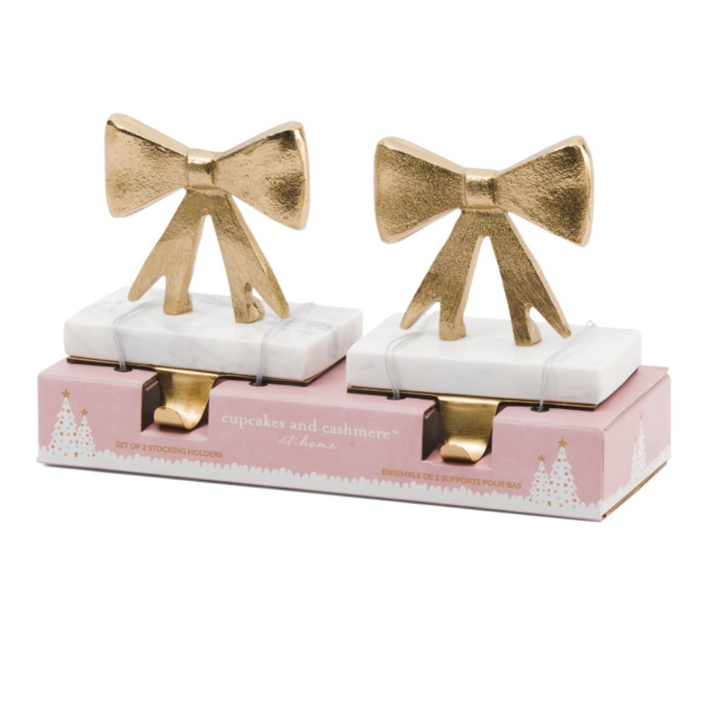 New Cupcakes & Cashmere Gold Bow Stocking Holders